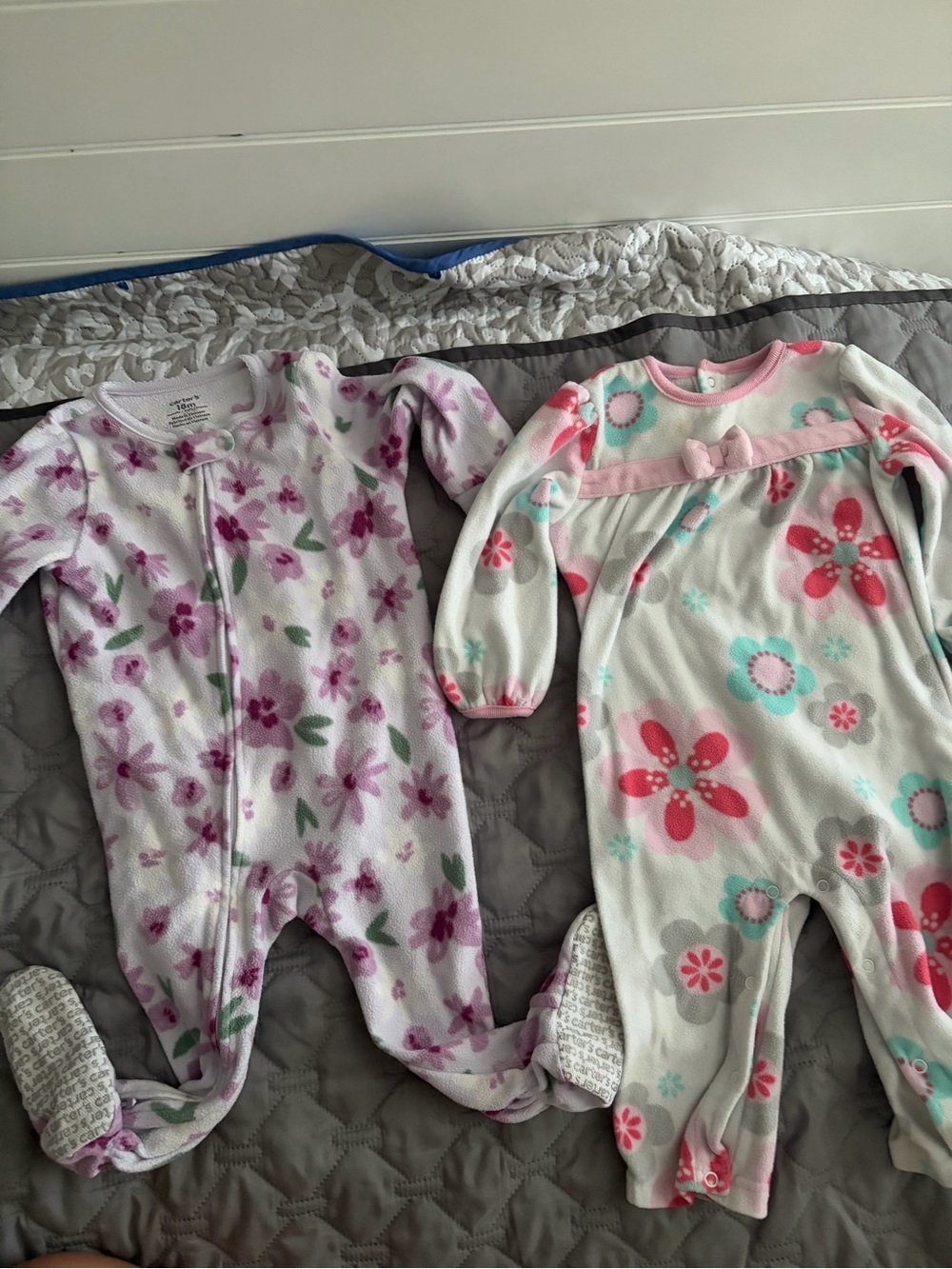 Carter's Floral Footed Pajama Set - Pink, White & Aqua